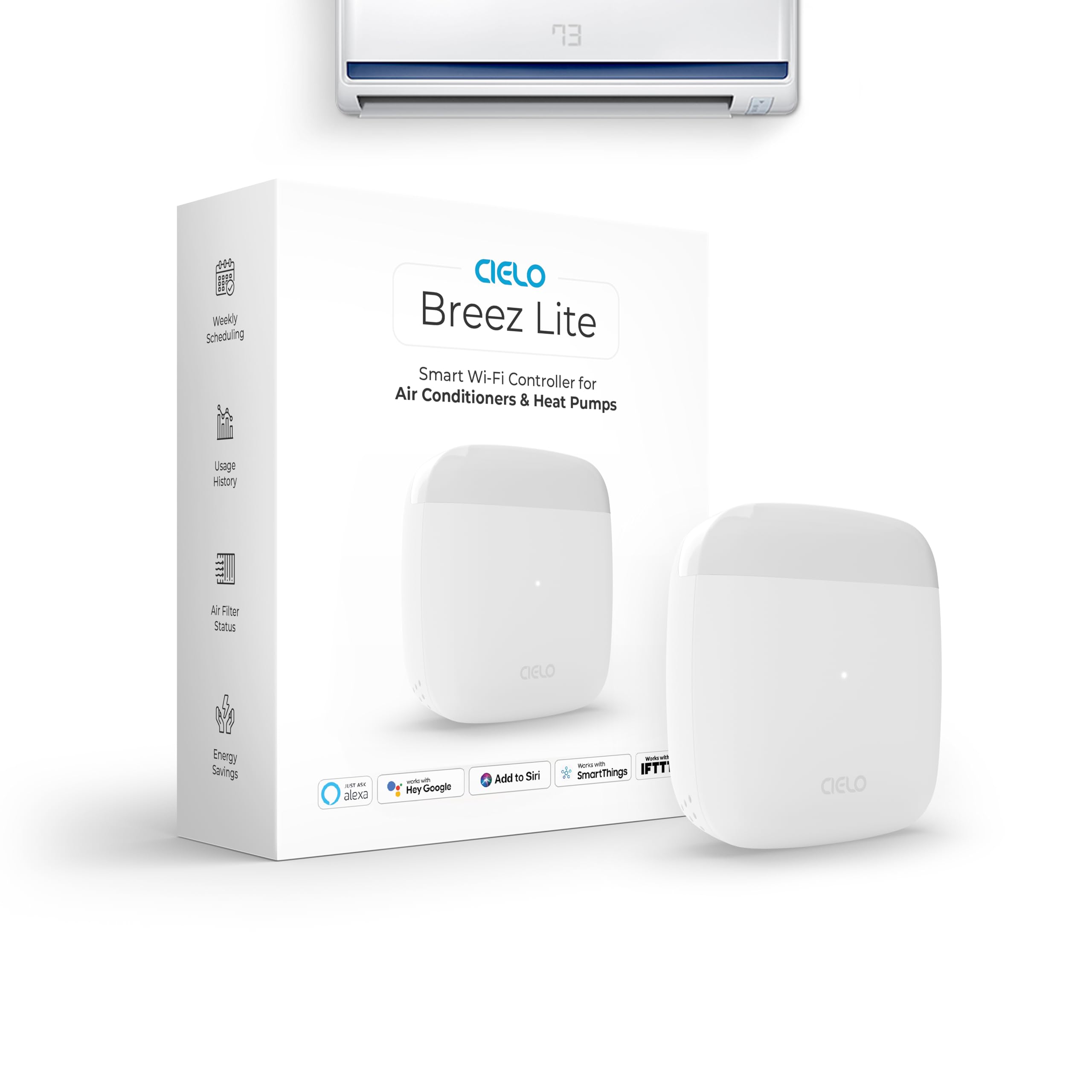 Breez Lite Smart AC Controller for Mini-Split & Window Air Conditioners | Free App, No Subscriptions | Alexa & Google Sh