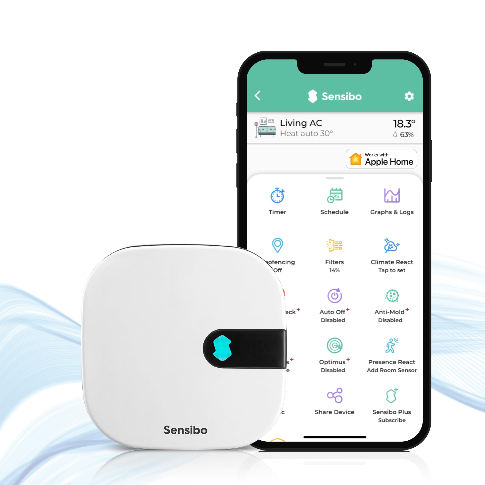 Sensibo Air Smart Air Conditioner Controller - Apple HomeKit Certified & Compatible with Google & Alexa for Energy Savin