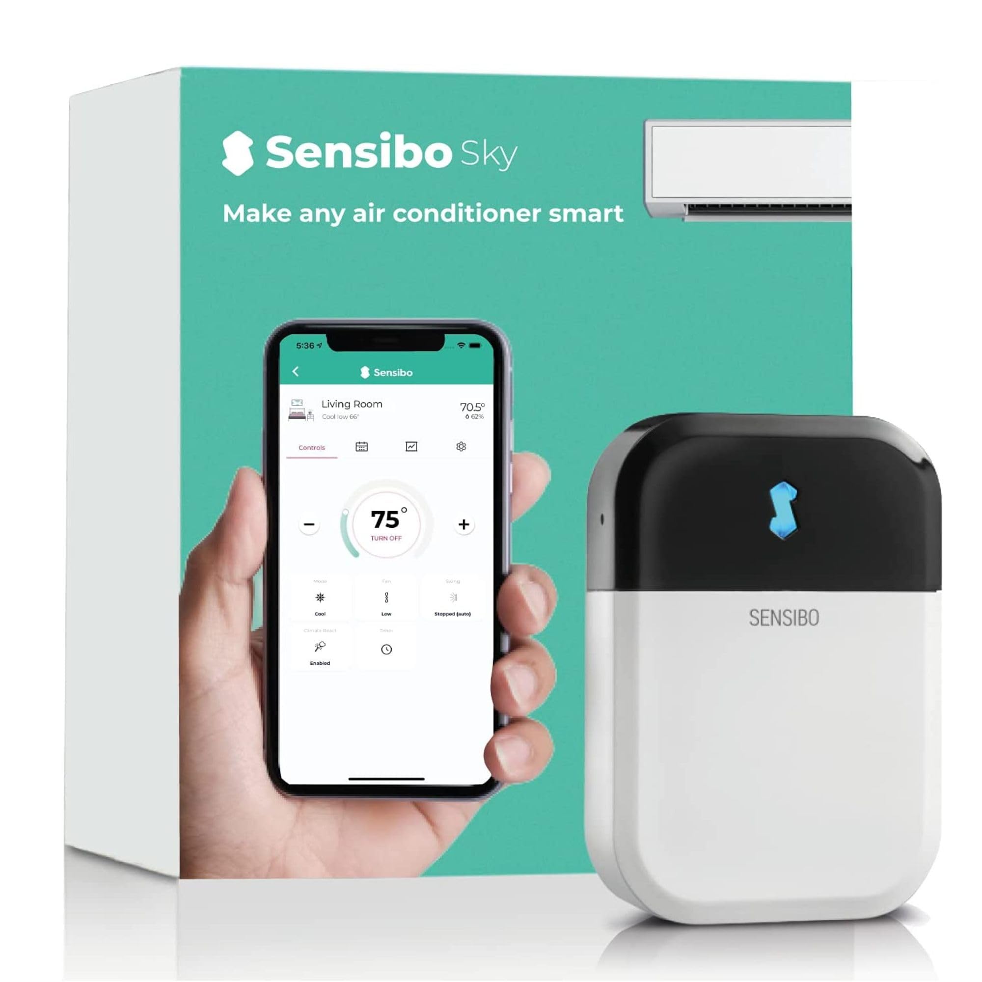 Sensibo Sky Smart Wireless Air Conditioner Controller for Quick & Easy DIY Installation and Energy Efficient Comfort Con