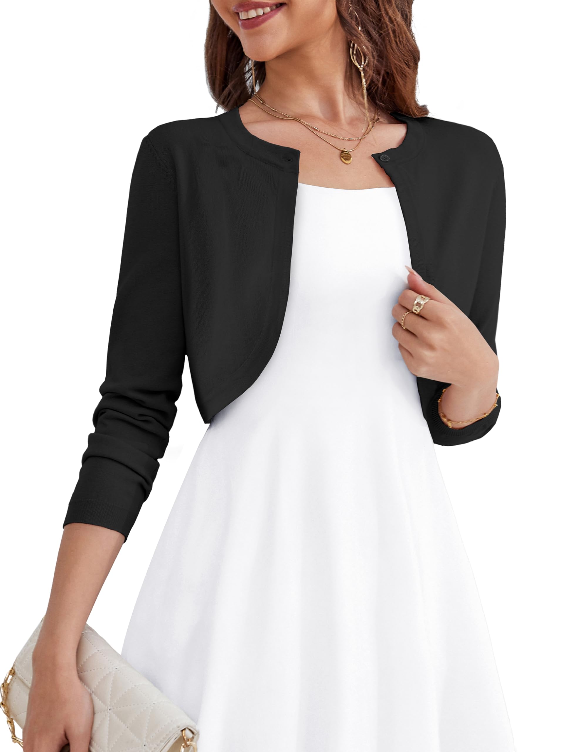 Women's Long Sleeve Cardigan Knit Sweaters Cropped Open Front Bolero Shrug for Dresses
| Elegant Women's Long Sleeve Ca