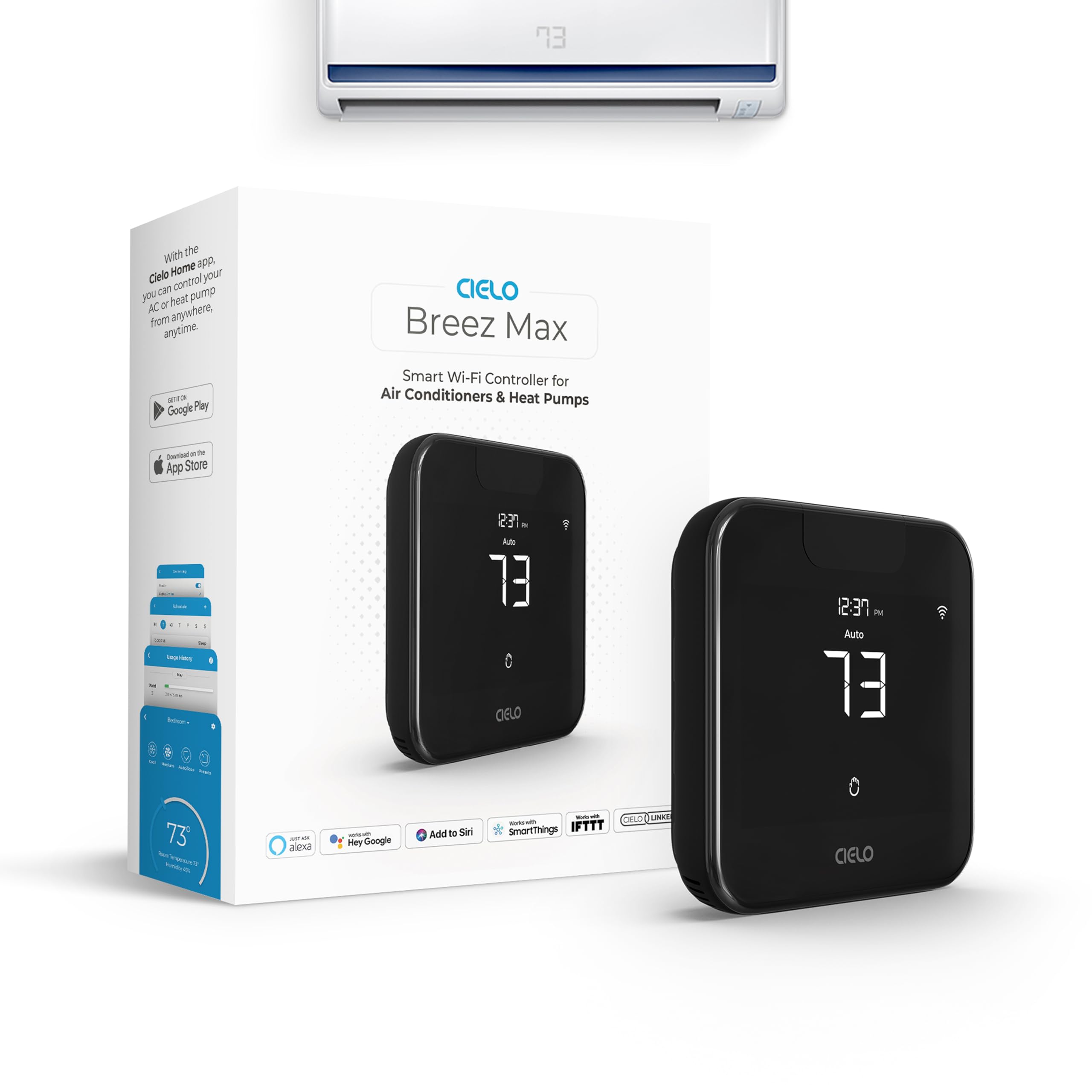 Breez Max ENERGY STAR Certified Smart AC Controller WiFi Thermostat AI-Based Tech Free App Black
Breez Max ENERGY STAR C